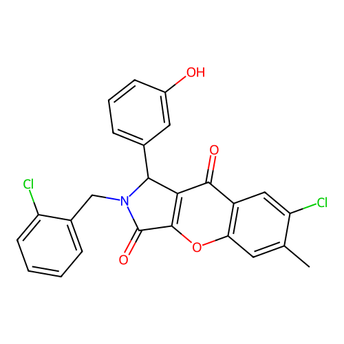 7-chloro-2-(2-chlorobenzyl)-1-(3-hydroxyphenyl)-6-methyl-1,2-dihydrochromeno[2,3-c]pyrrole-3,9-dione structure