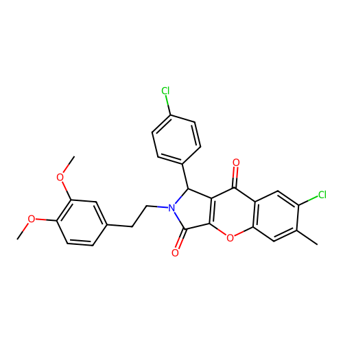 7-chloro-1-(4-chlorophenyl)-2-[2-(3,4-dimethoxyphenyl)ethyl]-6-methyl-1,2-dihydrochromeno[2,3-c]pyrrole-3,9-dione structure