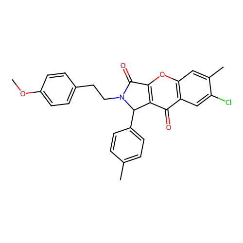 7-chloro-2-[2-(4-methoxyphenyl)ethyl]-6-methyl-1-(4-methylphenyl)-1,2-dihydrochromeno[2,3-c]pyrrole-3,9-dione structure