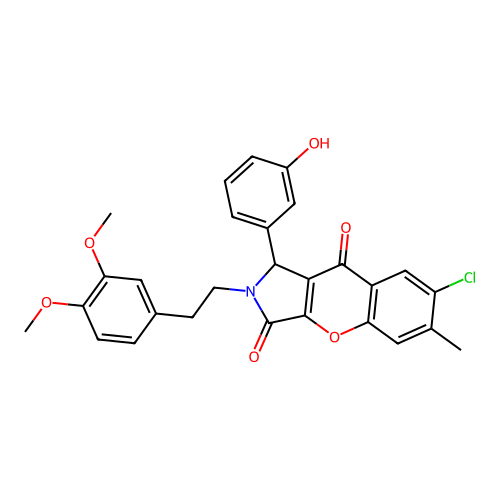7-chloro-2-[2-(3,4-dimethoxyphenyl)ethyl]-1-(3-hydroxyphenyl)-6-methyl-1,2-dihydrochromeno[2,3-c]pyrrole-3,9-dione structure