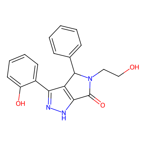 5-(2-hydroxyethyl)-3-(2-hydroxyphenyl)-4-phenyl-4,5-dihydropyrrolo[3,4-c]pyrazol-6(2H)-one structure