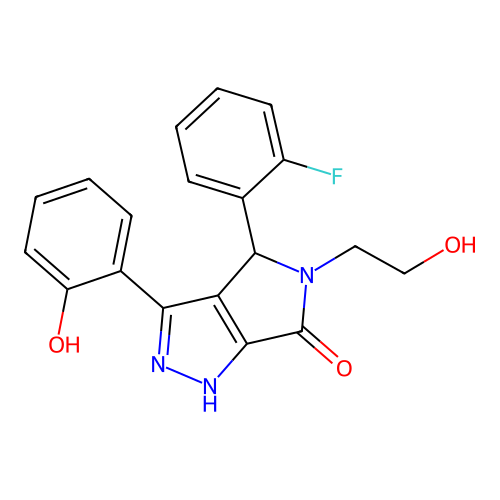 4-(2-fluorophenyl)-5-(2-hydroxyethyl)-3-(2-hydroxyphenyl)-4,5-dihydropyrrolo[3,4-c]pyrazol-6(2H)-one structure