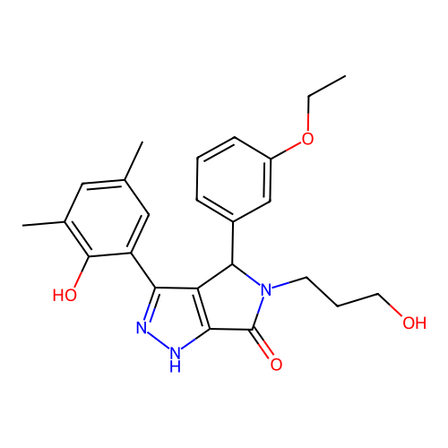 4-(3-ethoxyphenyl)-3-(2-hydroxy-3,5-dimethylphenyl)-5-(3-hydroxypropyl)-4,5-dihydropyrrolo[3,4-c]pyrazol-6(2H)-one structure