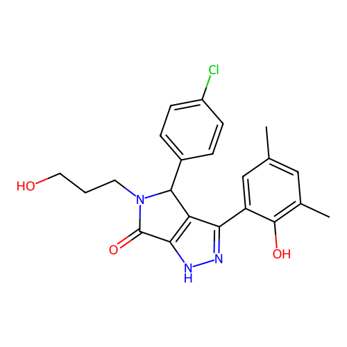 4-(4-chlorophenyl)-3-(2-hydroxy-3,5-dimethylphenyl)-5-(3-hydroxypropyl)-4,5-dihydropyrrolo[3,4-c]pyrazol-6(2H)-one structure