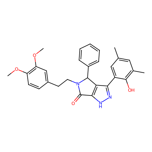 5-[2-(3,4-dimethoxyphenyl)ethyl]-3-(2-hydroxy-3,5-dimethylphenyl)-4-phenyl-4,5-dihydropyrrolo[3,4-c]pyrazol-6(2H)-one structure