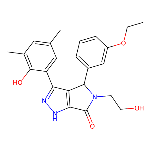 4-(3-ethoxyphenyl)-3-(2-hydroxy-3,5-dimethylphenyl)-5-(2-hydroxyethyl)-4,5-dihydropyrrolo[3,4-c]pyrazol-6(2H)-one structure