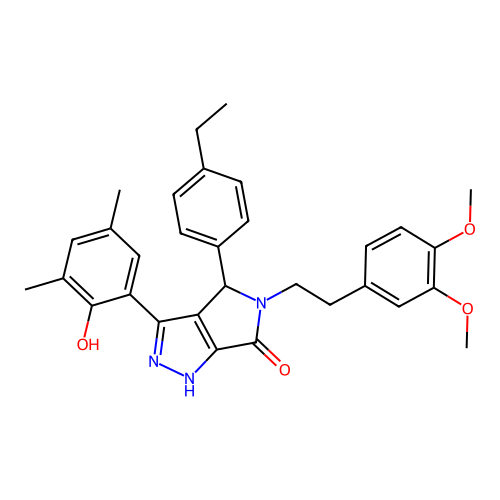 5-[2-(3,4-dimethoxyphenyl)ethyl]-4-(4-ethylphenyl)-3-(2-hydroxy-3,5-dimethylphenyl)-4,5-dihydropyrrolo[3,4-c]pyrazol-6(2H)-one structure
