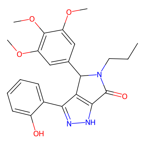 3-(2-hydroxyphenyl)-5-propyl-4-(3,4,5-trimethoxyphenyl)-4,5-dihydropyrrolo[3,4-c]pyrazol-6(1H)-one structure