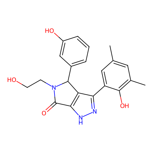 3-(2-hydroxy-3,5-dimethylphenyl)-5-(2-hydroxyethyl)-4-(3-hydroxyphenyl)-4,5-dihydropyrrolo[3,4-c]pyrazol-6(1H)-one structure