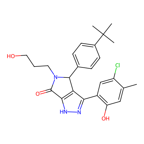 4-(4-tert-butylphenyl)-3-(5-chloro-2-hydroxy-4-methylphenyl)-5-(3-hydroxypropyl)-4,5-dihydropyrrolo[3,4-c]pyrazol-6(2H)-one structure