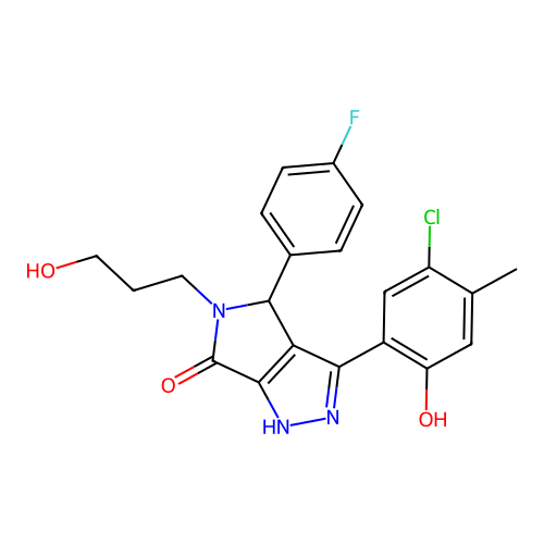 3-(5-chloro-2-hydroxy-4-methylphenyl)-4-(4-fluorophenyl)-5-(3-hydroxypropyl)-4,5-dihydropyrrolo[3,4-c]pyrazol-6(2H)-one structure