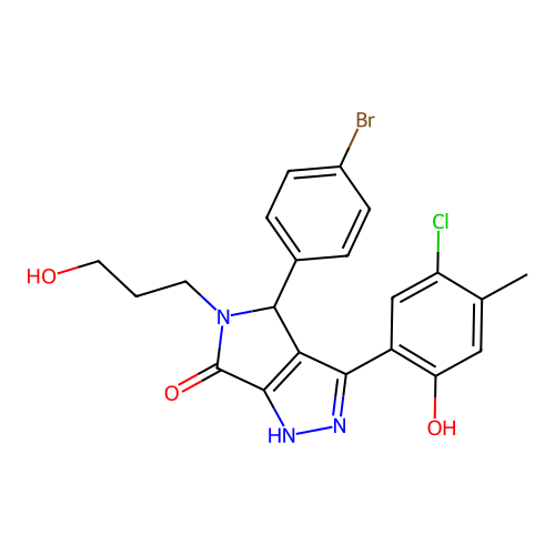 4-(4-bromophenyl)-3-(5-chloro-2-hydroxy-4-methylphenyl)-5-(3-hydroxypropyl)-4,5-dihydropyrrolo[3,4-c]pyrazol-6(2H)-one structure