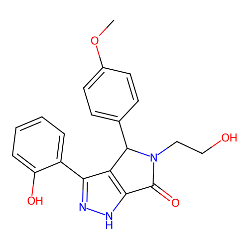 5-(2-hydroxyethyl)-3-(2-hydroxyphenyl)-4-(4-methoxyphenyl)-4,5-dihydropyrrolo[3,4-c]pyrazol-6(2H)-one structure