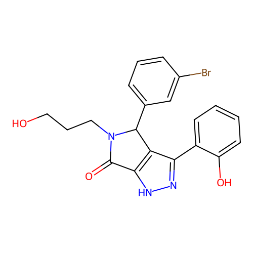 4-(3-bromophenyl)-3-(2-hydroxyphenyl)-5-(3-hydroxypropyl)-4,5-dihydropyrrolo[3,4-c]pyrazol-6(1H)-one structure