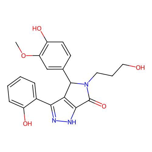 4-(4-hydroxy-3-methoxyphenyl)-3-(2-hydroxyphenyl)-5-(3-hydroxypropyl)-4,5-dihydropyrrolo[3,4-c]pyrazol-6(1H)-one structure