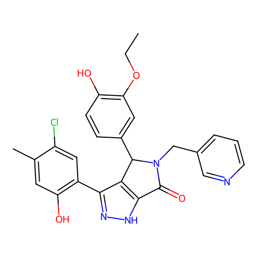3-(5-chloro-2-hydroxy-4-methylphenyl)-4-(3-ethoxy-4-hydroxyphenyl)-5-(pyridin-3-ylmethyl)-4,5-dihydropyrrolo[3,4-c]pyrazol-6(2H)-one structure