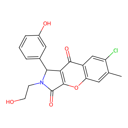 7-chloro-2-(2-hydroxyethyl)-1-(3-hydroxyphenyl)-6-methyl-1,2-dihydrochromeno[2,3-c]pyrrole-3,9-dione structure