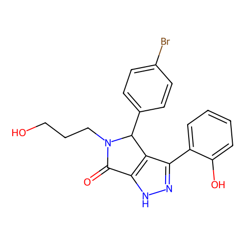 4-(4-bromophenyl)-3-(2-hydroxyphenyl)-5-(3-hydroxypropyl)-4,5-dihydropyrrolo[3,4-c]pyrazol-6(1H)-one structure