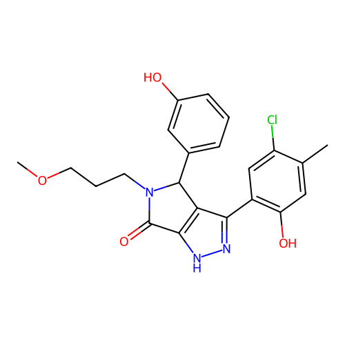 3-(5-chloro-2-hydroxy-4-methylphenyl)-4-(3-hydroxyphenyl)-5-(3-methoxypropyl)-4,5-dihydropyrrolo[3,4-c]pyrazol-6(2H)-one structure