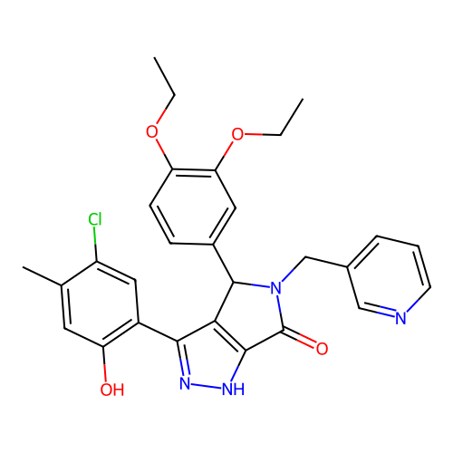 3-(5-chloro-2-hydroxy-4-methylphenyl)-4-(3,4-diethoxyphenyl)-5-(pyridin-3-ylmethyl)-4,5-dihydropyrrolo[3,4-c]pyrazol-6(2H)-one structure