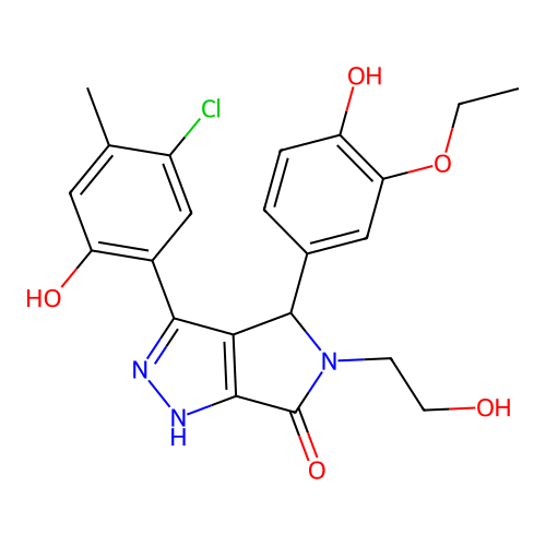 3-(5-chloro-2-hydroxy-4-methylphenyl)-4-(3-ethoxy-4-hydroxyphenyl)-5-(2-hydroxyethyl)-4,5-dihydropyrrolo[3,4-c]pyrazol-6(2H)-one structure