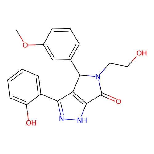 5-(2-hydroxyethyl)-3-(2-hydroxyphenyl)-4-(3-methoxyphenyl)-4,5-dihydropyrrolo[3,4-c]pyrazol-6(1H)-one structure
