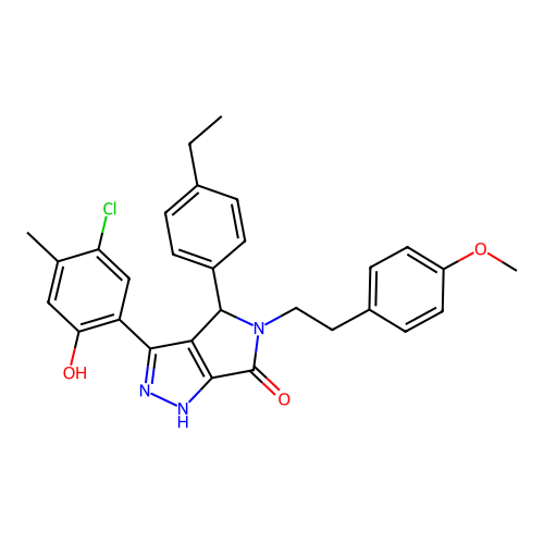 3-(5-chloro-2-hydroxy-4-methylphenyl)-4-(4-ethylphenyl)-5-[2-(4-methoxyphenyl)ethyl]-4,5-dihydropyrrolo[3,4-c]pyrazol-6(2H)-one structure