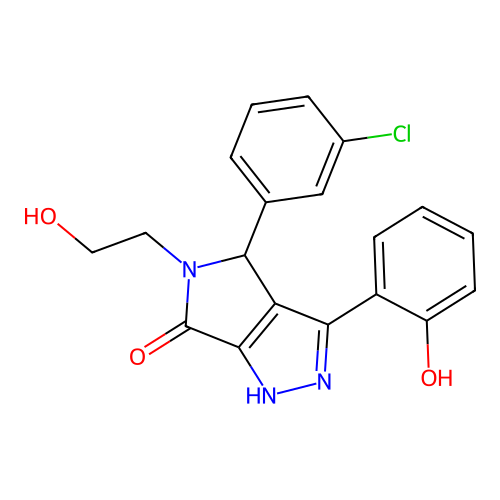 4-(3-chlorophenyl)-5-(2-hydroxyethyl)-3-(2-hydroxyphenyl)-4,5-dihydropyrrolo[3,4-c]pyrazol-6(2H)-one structure
