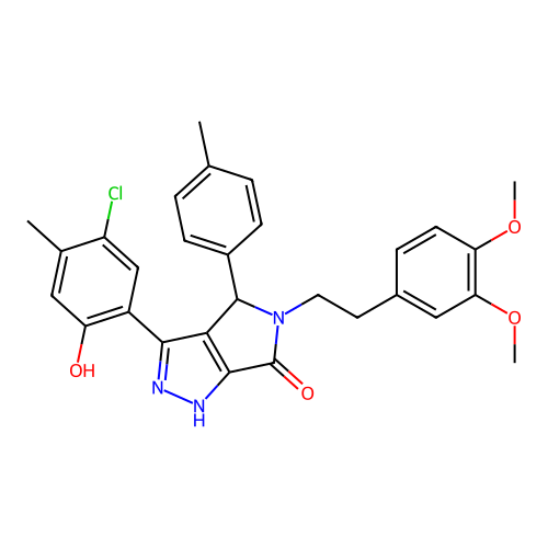 3-(5-chloro-2-hydroxy-4-methylphenyl)-5-[2-(3,4-dimethoxyphenyl)ethyl]-4-(4-methylphenyl)-4,5-dihydropyrrolo[3,4-c]pyrazol-6(2H)-one structure