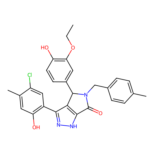 3-(5-chloro-2-hydroxy-4-methylphenyl)-4-(3-ethoxy-4-hydroxyphenyl)-5-(4-methylbenzyl)-4,5-dihydropyrrolo[3,4-c]pyrazol-6(2H)-one structure