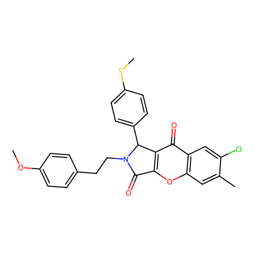 7-chloro-2-[2-(4-methoxyphenyl)ethyl]-6-methyl-1-[4-(methylsulfanyl)phenyl]-1,2-dihydrochromeno[2,3-c]pyrrole-3,9-dione structure