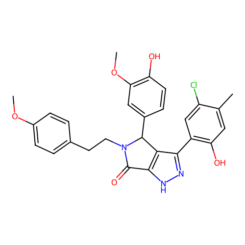 3-(5-chloro-2-hydroxy-4-methylphenyl)-4-(4-hydroxy-3-methoxyphenyl)-5-[2-(4-methoxyphenyl)ethyl]-4,5-dihydropyrrolo[3,4-c]pyrazol-6(2H)-one structure