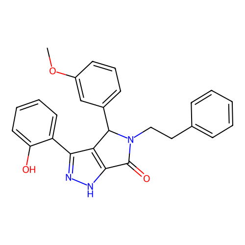 3-(2-hydroxyphenyl)-4-(3-methoxyphenyl)-5-(2-phenylethyl)-4,5-dihydropyrrolo[3,4-c]pyrazol-6(2H)-one structure