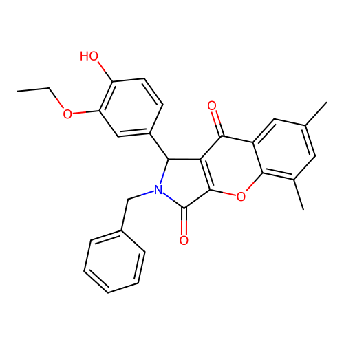 2-benzyl-1-(3-ethoxy-4-hydroxyphenyl)-5,7-dimethyl-1,2-dihydrochromeno[2,3-c]pyrrole-3,9-dione structure