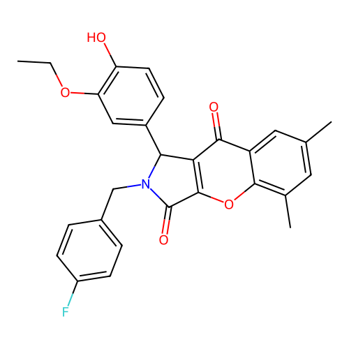 1-(3-ethoxy-4-hydroxyphenyl)-2-(4-fluorobenzyl)-5,7-dimethyl-1,2-dihydrochromeno[2,3-c]pyrrole-3,9-dione structure