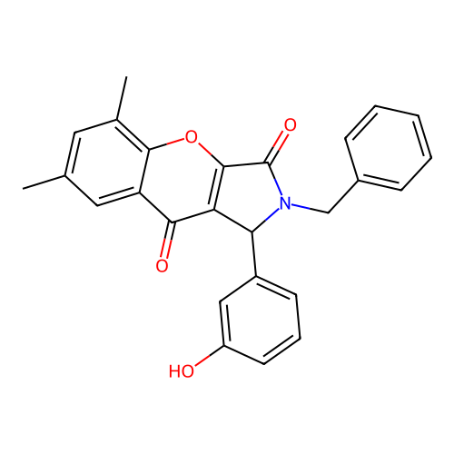 2-benzyl-1-(3-hydroxyphenyl)-5,7-dimethyl-1,2-dihydrochromeno[2,3-c]pyrrole-3,9-dione structure