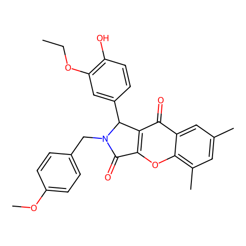 1-(3-ethoxy-4-hydroxyphenyl)-2-(4-methoxybenzyl)-5,7-dimethyl-1,2-dihydrochromeno[2,3-c]pyrrole-3,9-dione structure