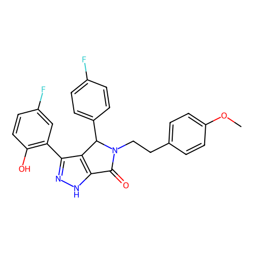 3-(5-fluoro-2-hydroxyphenyl)-4-(4-fluorophenyl)-5-[2-(4-methoxyphenyl)ethyl]-4,5-dihydropyrrolo[3,4-c]pyrazol-6(2H)-one structure