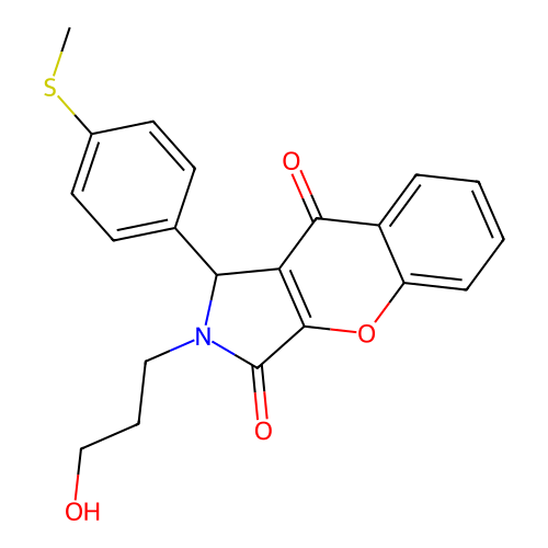 2-(3-hydroxypropyl)-1-[4-(methylsulfanyl)phenyl]-1,2-dihydrochromeno[2,3-c]pyrrole-3,9-dione structure