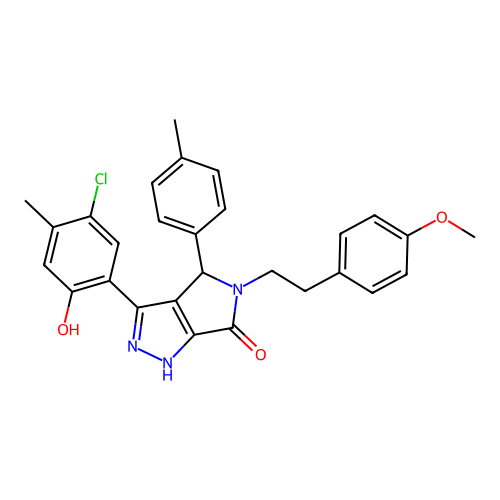 3-(5-chloro-2-hydroxy-4-methylphenyl)-5-[2-(4-methoxyphenyl)ethyl]-4-(4-methylphenyl)-4,5-dihydropyrrolo[3,4-c]pyrazol-6(2H)-one structure