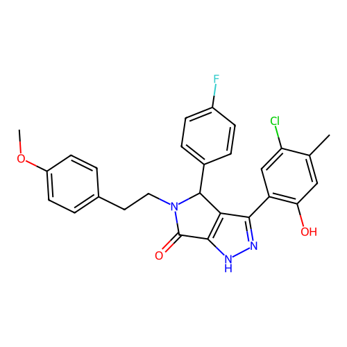 3-(5-chloro-2-hydroxy-4-methylphenyl)-4-(4-fluorophenyl)-5-[2-(4-methoxyphenyl)ethyl]-4,5-dihydropyrrolo[3,4-c]pyrazol-6(2H)-one structure