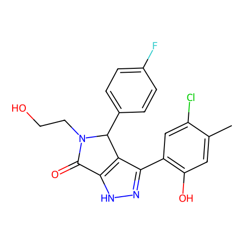 3-(5-chloro-2-hydroxy-4-methylphenyl)-4-(4-fluorophenyl)-5-(2-hydroxyethyl)-4,5-dihydropyrrolo[3,4-c]pyrazol-6(2H)-one structure