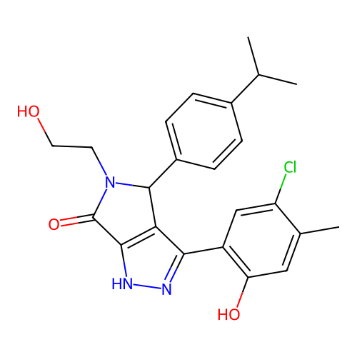 3-(5-chloro-2-hydroxy-4-methylphenyl)-5-(2-hydroxyethyl)-4-[4-(propan-2-yl)phenyl]-4,5-dihydropyrrolo[3,4-c]pyrazol-6(2H)-one structure