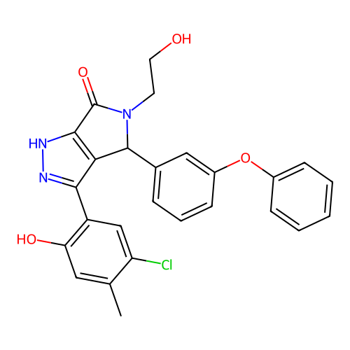 3-(5-chloro-2-hydroxy-4-methylphenyl)-5-(2-hydroxyethyl)-4-(3-phenoxyphenyl)-4,5-dihydropyrrolo[3,4-c]pyrazol-6(2H)-one structure