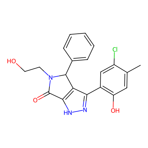 3-(5-chloro-2-hydroxy-4-methylphenyl)-5-(2-hydroxyethyl)-4-phenyl-4,5-dihydropyrrolo[3,4-c]pyrazol-6(2H)-one structure