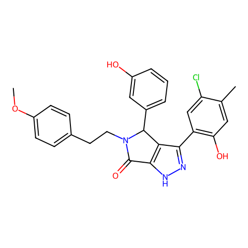 3-(5-chloro-2-hydroxy-4-methylphenyl)-4-(3-hydroxyphenyl)-5-[2-(4-methoxyphenyl)ethyl]-4,5-dihydropyrrolo[3,4-c]pyrazol-6(2H)-one structure