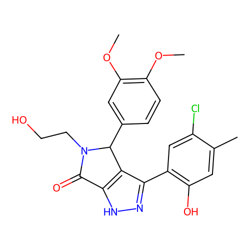 3-(5-chloro-2-hydroxy-4-methylphenyl)-4-(3,4-dimethoxyphenyl)-5-(2-hydroxyethyl)-4,5-dihydropyrrolo[3,4-c]pyrazol-6(2H)-one structure
