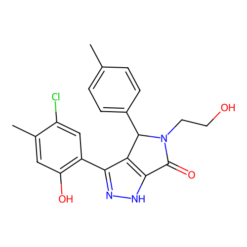 3-(5-chloro-2-hydroxy-4-methylphenyl)-5-(2-hydroxyethyl)-4-(4-methylphenyl)-4,5-dihydropyrrolo[3,4-c]pyrazol-6(2H)-one structure