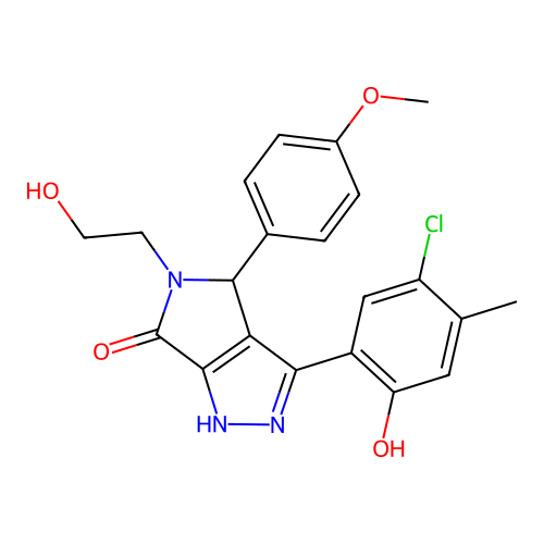 3-(5-chloro-2-hydroxy-4-methylphenyl)-5-(2-hydroxyethyl)-4-(4-methoxyphenyl)-4,5-dihydropyrrolo[3,4-c]pyrazol-6(2H)-one structure