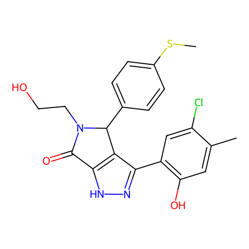 3-(5-chloro-2-hydroxy-4-methylphenyl)-5-(2-hydroxyethyl)-4-[4-(methylsulfanyl)phenyl]-4,5-dihydropyrrolo[3,4-c]pyrazol-6(2H)-one structure